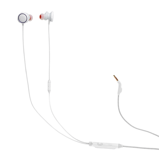 JBL Quantum 50 - White - Wired in-ear gaming headset with volume slider and mic mute - Hero
